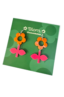 Cissi och Selma Earring Blom Apelsin/Pion - Flower in Orange/Fuchsia