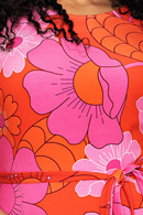 Doris 1960 Rosa Blommig knälång retro klänning