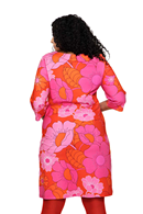 Doris dress 1960 pink | flower print retro dress in organic cotton