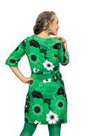 Doris dress 1960 green | flower print retro dress in organic cotton