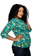 Cissi och Selma Vendela top Kronblad turquoise  | floral top in organic cotton