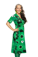 Vivi dress 1960 green | flower print midi dress in organic cotton