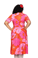 Vivi 1960 Pink  | flower print midi dress in organic cotton