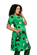 Magda dress 1960 grön - Green retro flower print dress