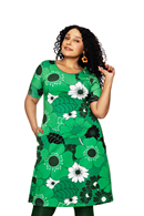 Magda dress 1960 grön - Green retro flower print dress