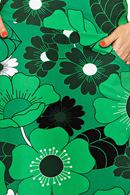 Majken skirt 1960 grön - Green floral print skirt in organic cotton jersey