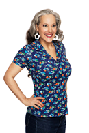 Cissi och Selma Margit Midsommardans blå - Blue floral print shirt