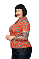 Margit Midsommardans röd - Red floral print shirt