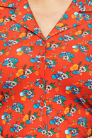 Cissi och Selma Margit blus Midsommardans Röd - Mönstrad skjortblus med krage och knappar