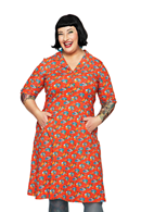 Monica Midsommardans röd - Red floral print shirt dress