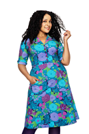 Monica dress trädgård lila - Purple floral print shirtdress