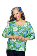 Cissi och Selma Amanda blouse Humlesurr Blue Green | Floral top in lyocell