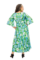 Cissi och Selma Greta klänning Humlesurr Blue Green | Flower print maxi dress for parties