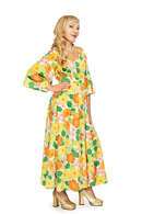 Cissi och Selma Greta dress Humlesurr Orange | Flower print maxi summer dress in lyocell