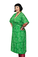 Cissi och Selma Josefine wrap dress Ängsblom Green | picnic floral print midi dress in viscose