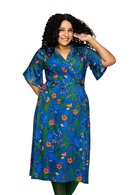 Cissi och Selma Josefine wrap dress Ogräs Blå - Blue floral print midi dress in viscose jersey