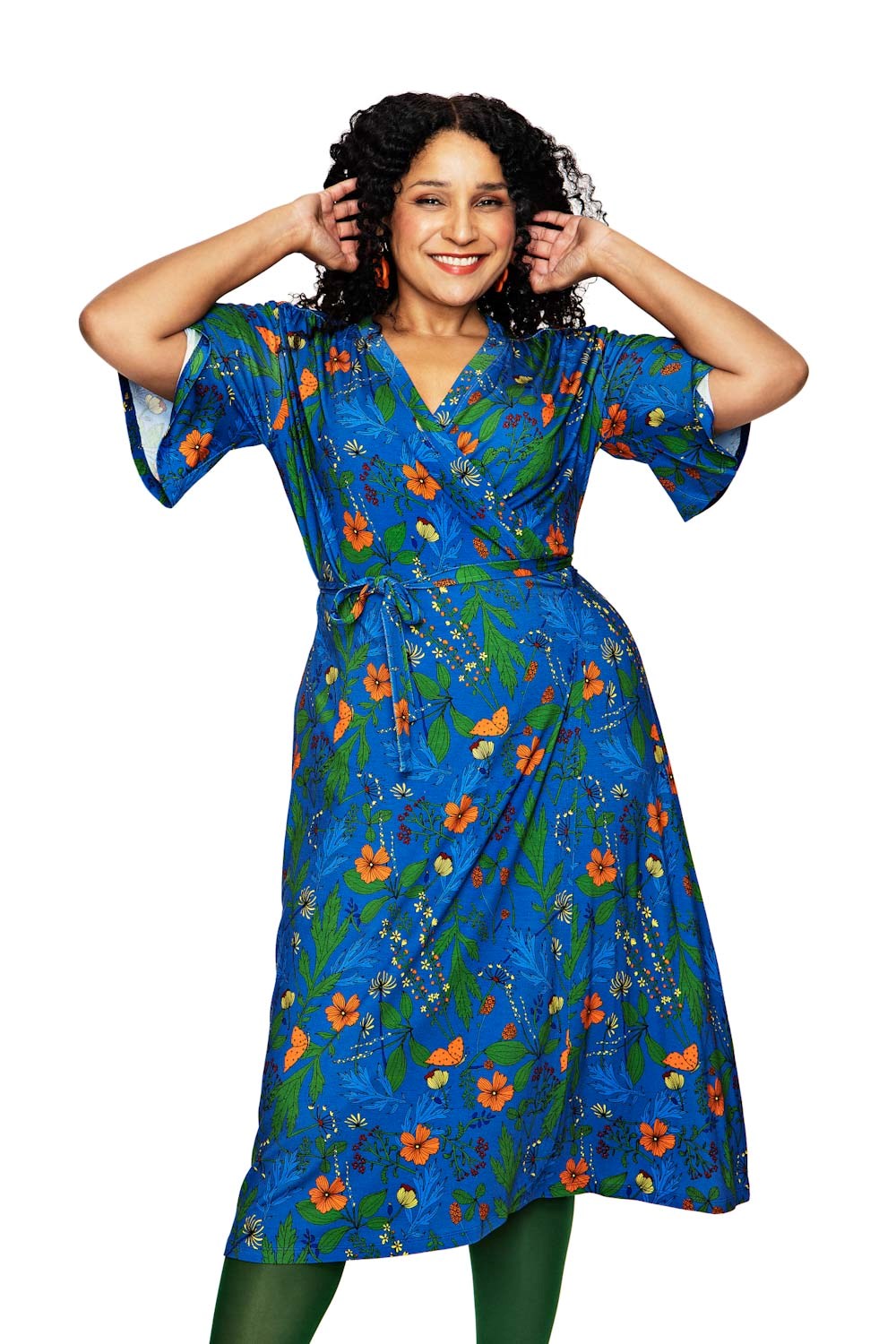 Josefine wrap dress Ogräs Blå - Blue floral print