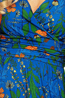 Anna midi dress Ogräs Blå - Blue flower print