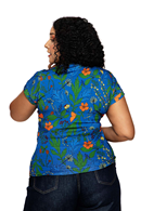 Jessica top Ogräs Blå - Blue floral print wrap blouse