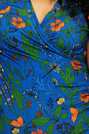 Jessica top Ogräs Blå - Blue floral print wrap blouse