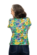 Jessica top Illusion Färgglad - colorful 70s print short sleeve wrap top