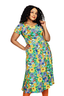 Cissi och Selma Hedvig dress Illusion Färgglad | yellow floral summer dress