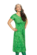 Hedvig dress Ängsblom Green | floral midi dress