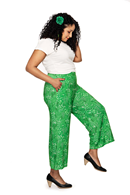 Molly byxor Ängsblom Grön mönstrade viskosbyxor