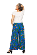 Cissi och Selma Molly pants Ogräs Blå - Blue floral print viscose jersey trousers
