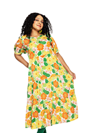 Cissi och Selma Ida dress Humlesurr Orange | Floral print midi summer dress in cool lyocell