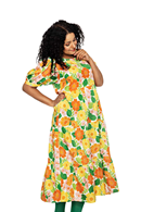 Cissi och Selma Ida dress Humlesurr Orange | Floral print midi summer dress in cool lyocell
