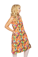 Cissi och Selma Lill klänning Fågeltivoli Orange | sleeveless organic cotton jersey dress with blue bird print