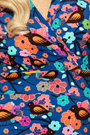 Cissi och Selma Betty dress rödvinge - Bird print blue and pink floral dress