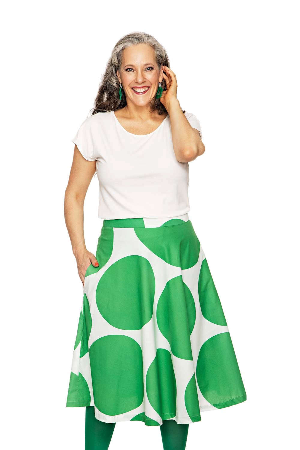 Cissi och Selma Solbritt skirt Päronboll | green and white polka dot skirt with large dots