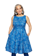 Cissi och Selma Saga Dress Ängsblom Blue | Floral occasion Dress with pockets