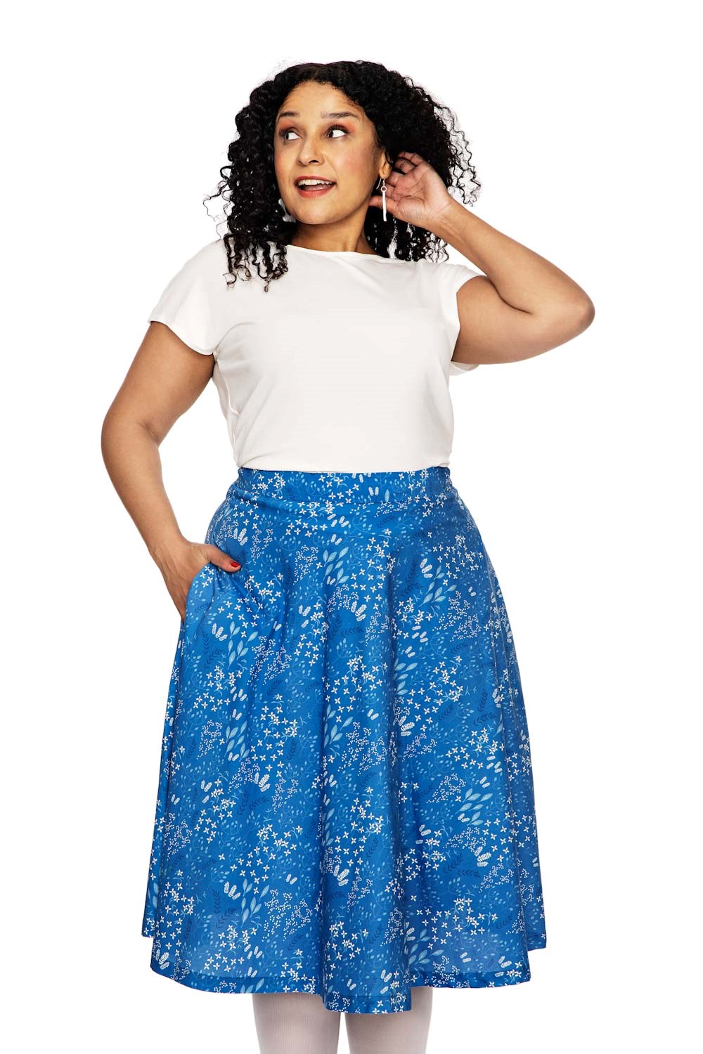 Cissi och Selma Solbritt skirt Ängsblom Blå | Picnic florals summer skirt