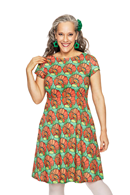Cissi och Selma Siv dress Kronblad Korall - Floral print summer dress in cotton