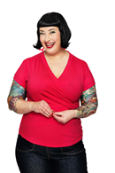 Jessica top Fuchsia - Hot pink short sleeve wrap top in viscose