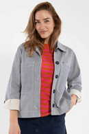 Danefae Prairie Stretch Canvas jacket Navy/Chalk - striped coat