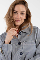 Danefae Prairie Stretch Canvas jacket Navy/Chalk - striped coat