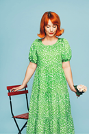 Ida dress Plurr Grön - Green printed midi dress