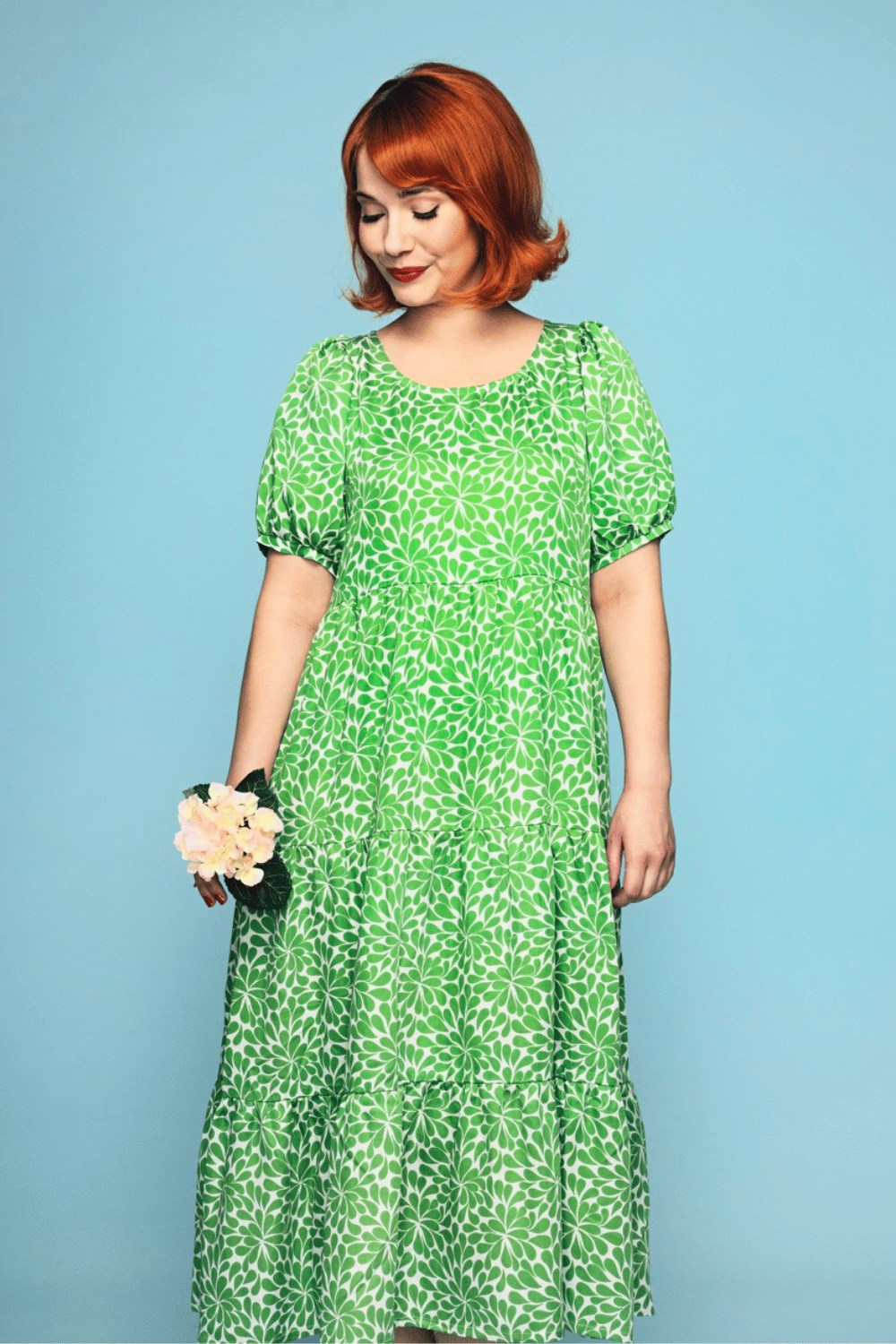 Ida dress Plurr Grön - Green printed midi dress