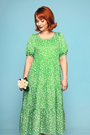 Ida dress Plurr Grön - Green printed midi dress