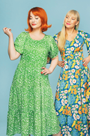 Ida dress Plurr Grön - Green printed midi dress