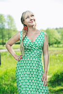 Anna dress Spaljé Grön - Green printed dress