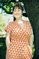 Cissi och Selma Jessica top Spaljé Orange - floral print wrap top in viscose