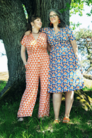 Molly byxor Spaljé Orange mönstrade vida viskosbyxor med fickor matchande set