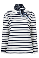 Terry stripe LS shirt dark blue with scarf - Breton top