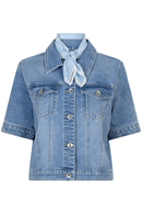 Red Button Jackie denim jacket with scarf midstone