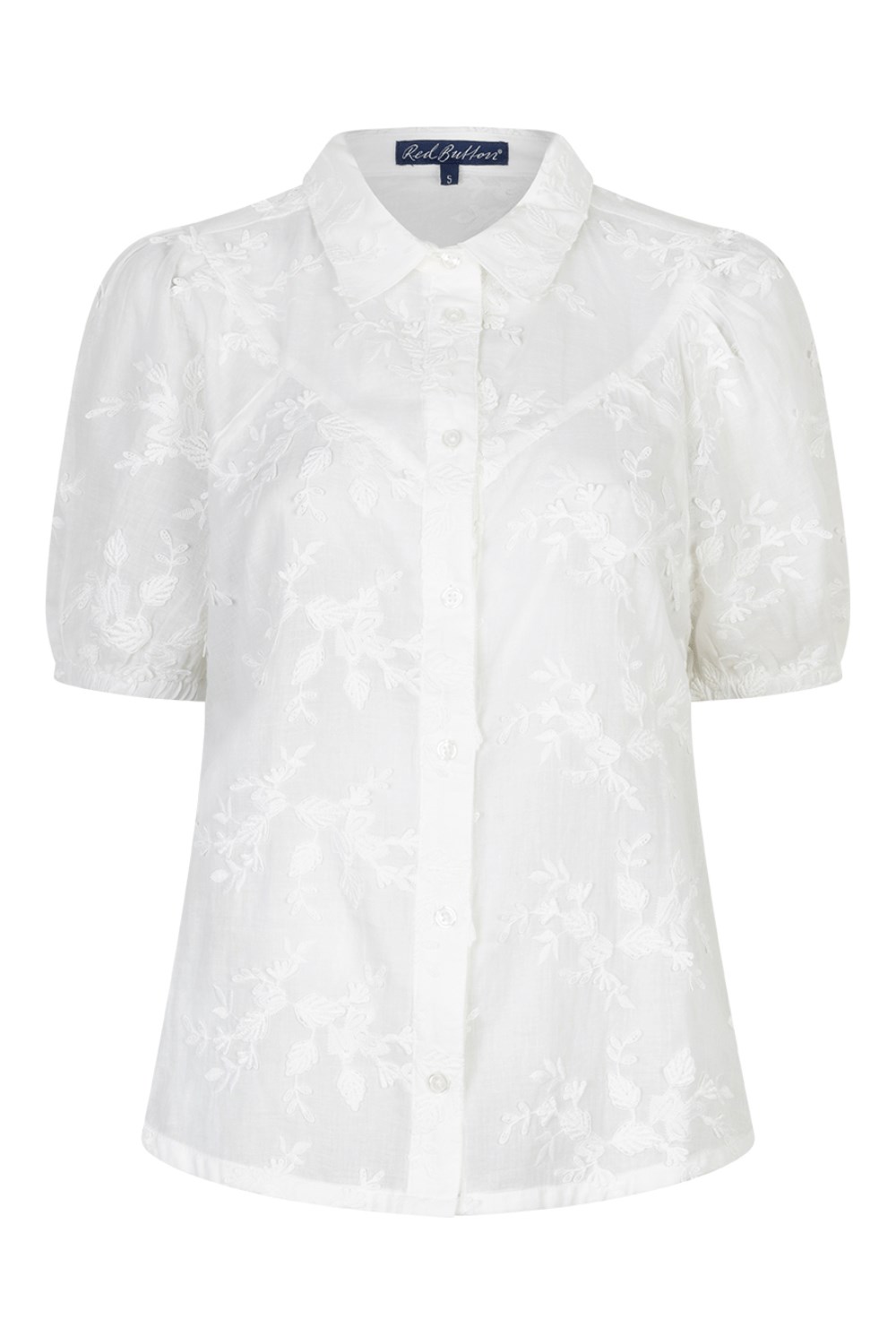 Victoria blus Flower White - Vit broderad bomullsblus